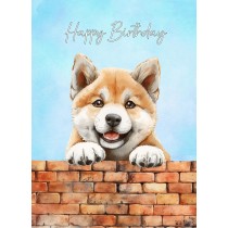 Akita Inu Dog Art Birthday Card