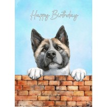 Akita Dog Art Birthday Card