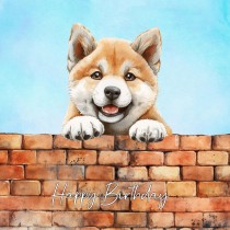 Akita Inu Dog Art Square Birthday Card