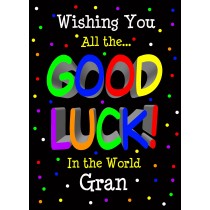 Good Luck Card for Gran (Black) 