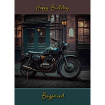 Classic Vintage Motorbike Birthday Card for Boyfriend