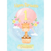 Kids 1st Birthday Card for Grandson (Giraffe)