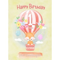 Kids 1st Birthday Card for Great Granddaughter (Fox)