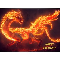 Fantasy Dragon Birthday Card (Orange)