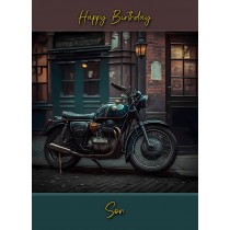Classic Vintage Motorbike Birthday Card for Son