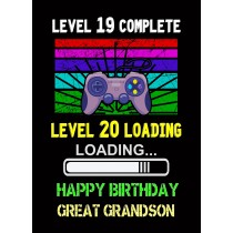 Great Grandson 20th Birthday Card (Gamer, Design 2)