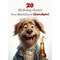 Grandson 20th Birthday Card (Funny Beerilliant Birthday Cheers)