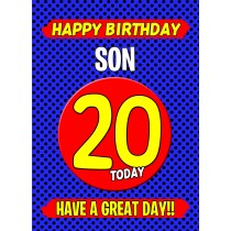 Son 20th Birthday Card (Blue)