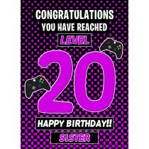 Sister 20th Birthday Card (Level Up Gamer)