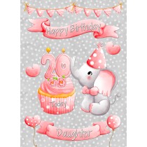 Daughter 20th Birthday Card (Grey Elephant)