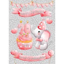 Great Granddaughter 20th Birthday Card (Grey Elephant)