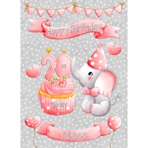 Niece 20th Birthday Card (Grey Elephant)