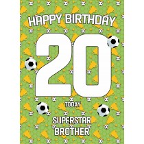 20th Birthday Football Card for Brother