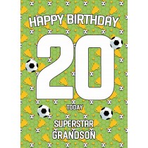 20th Birthday Football Card for Grandson