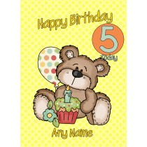 Personalised Kids Art Birthday Card Bear (Any Name, Any Age)