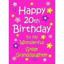 Great Granddaughter 20th Birthday Card (Pink)