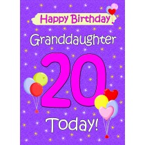 Granddaughter 20th Birthday Card (Lilac)