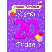Sister 20th Birthday Card (Lilac)