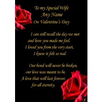 Personalised Valentines Day 'Special Wife' Verse Poem Greeting Card