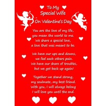 Valentines Day 'Special Wife' Verse Poem Greeting Card