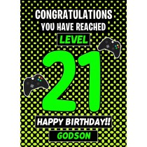 Godson 21st Birthday Card (Level Up Gamer)
