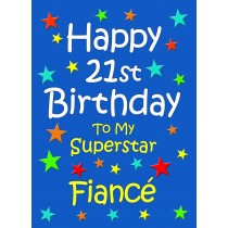 Fiance 21st Birthday Card (Blue)