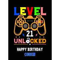 Cousin 21st Birthday Card (Gamer, Design 4)