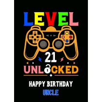 Uncle 21st Birthday Card (Gamer, Design 4)