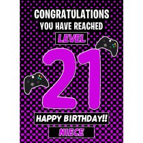 Niece 21st Birthday Card (Level Up Gamer)