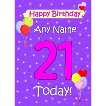 Personalised 21st Birthday Card (Lilac)