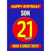 Son 21st Birthday Card (Blue)