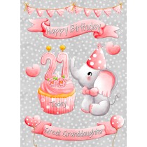 Great Granddaughter 21st Birthday Card (Grey Elephant)