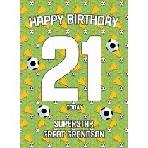 21st Birthday Football Card for Great Grandson