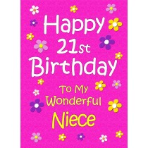 Niece 21st Birthday Card (Pink)