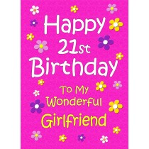 Girlfriend 21st Birthday Card (Pink)