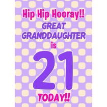 Great Granddaughter 21st Birthday Card (Purple Spots)