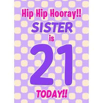 Sister 21st Birthday Card (Purple Spots)