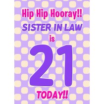 Sister in Law 21st Birthday Card (Purple Spots)