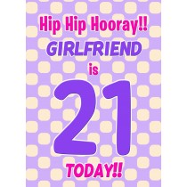 Girlfriend 21st Birthday Card (Purple Spots)