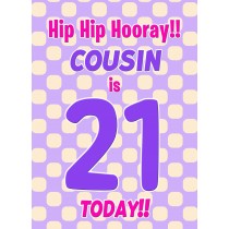 Cousin 21st Birthday Card (Purple Spots)