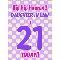Daughter in Law 21st Birthday Card (Purple Spots)
