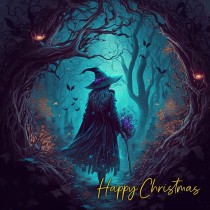 Gothic Art Fantasy Witch Christmas Card (Design 1)