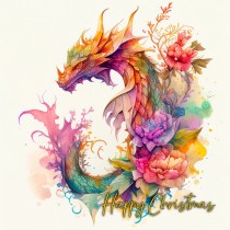 Watercolour Art Gothic Fantasy Dragon Christmas Card (Design 1)
