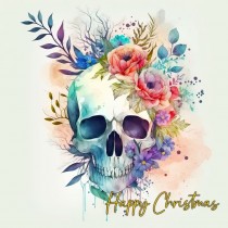 Watercolour Art Gothic Fantasy Skull Christmas Card (Design 1)