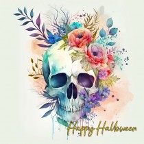 Watercolour Art Gothic Fantasy Skull Halloween Card (Design 1)