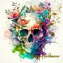 Watercolour Art Gothic Fantasy Skull Halloween Card (Design 2)