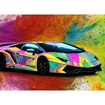 Supercar Car Colourful Art Blank Greeting Card