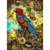 Steampunk Parrot Colourful Fantasy Art Blank Greeting Card