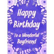 Birthday Card For Wonderful Boyfriend (Purple Border)