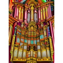 Church Organ Piano Instrument Colourful Art Blank Greeting Card